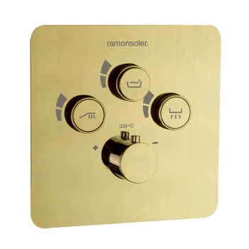 Смеситель для душа Ramonsoler RS-Smart встраиваемый термостатический на 3 выхода с внутренней частью золото 85T301SOC