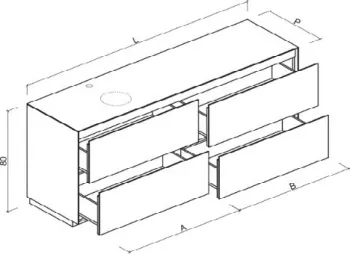 Тумба со столешницей Brenta Scala 220 см напольный 2 ящика (SC360.220.110.49)