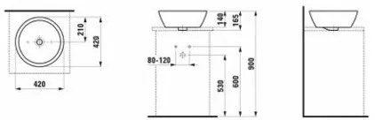 Раковина накладная Laufen Laufen Pro 420 420xh140