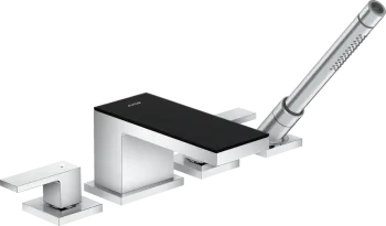 Axor MyEdition Смеситель на край ванны на 4 отв, излив 200мм, внешняя часть, цвет: хром/черное стекл