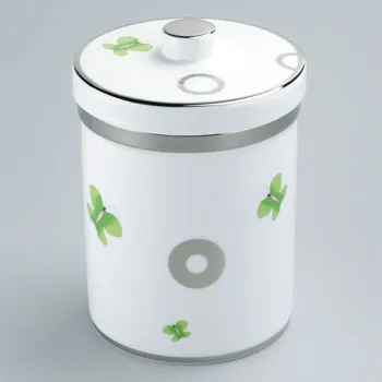 Банка керамическая с крышкой THG Capucine Vert Decor Platine A7E-A02-4611 белый