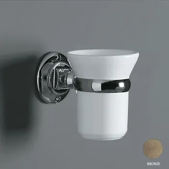 Стакан для ванной комнаты подвесной Simas Victoria 260203br бронза/белый