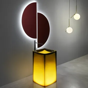 Раковина Antonio Lupi Aura 45х45х85, без отв., слив в пол, с дон. клапан, сифоном и трубой слива, Cristalmood, Gran_cru А0002451439