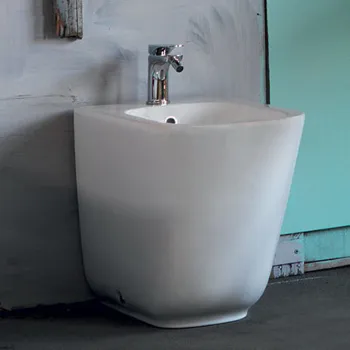 Биде напольное пристенное Kerasan Tribeca 55, с 1 отв под смеситель, c креплением WB5N, белый матовый 512030