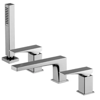 Смеситель на борт ванны Fima Carlo Frattini Zeta на 4 отверстие, с ручным душем, хром F3974NCR