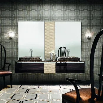 Зеркало Vitage Milldue Edition Four Seasons BRISTOL 2160, 900х360х900, х1260х50, рама сталь, центральный сегмент из стеганой экологической кожи, crema 1150.412.98