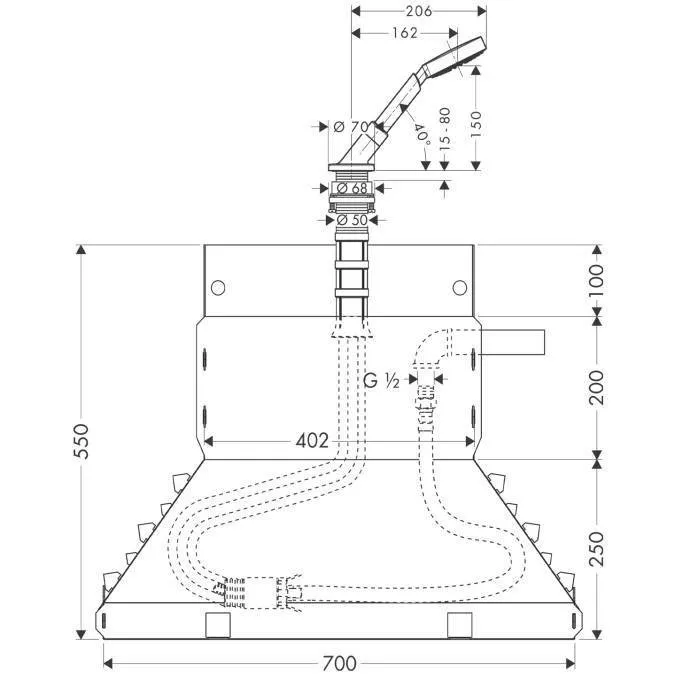 Axor Starck Набор Secuflex на край ванны, с ручным душем, цвет: хром 19418000