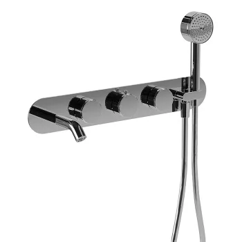 Внешняя часть для термостатического смесителя для ванны с изливом Carimali Still Oh держателем для душа, с перекл. на 2 потока воды, ручной душ латунь, хром 0-STL6101EST-CR