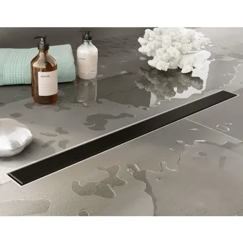 Трап душевой Plumberia Selection PS MODULAR 4x90 2устор. накладка из нерж.стали, комбинир.затвор с горизонт. Выпуском Ду 50мм,40л/мин, черн.матов., PSM90NO