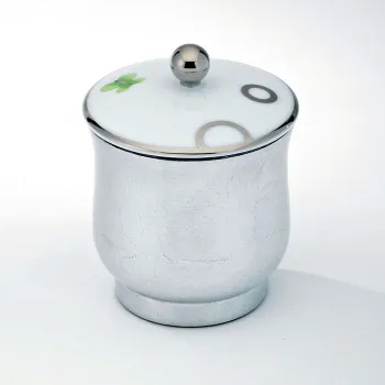 Китайская лакированная коробка с белой керамической крышкой THG Capucine Vert Decor Platine A7E-A02-4619 платина