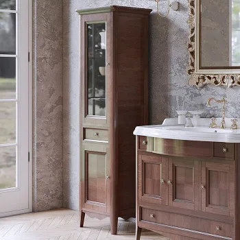 Пенал Tw Veronica 50.2/45x40/37.4xh172, 1выдв.ящик, 2 распашные дверки, доводчики Blum, петли слева-SX,, noce, ручки riflesso бронза VER3050S-N