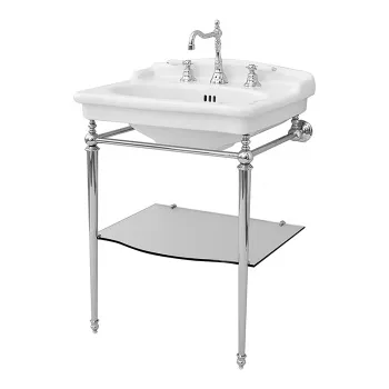 Металлическая структура Artceram HERMITAGE 62х58, на 3 отв., со стеклянной полкой. напольная, хром, HEA015 71 cr