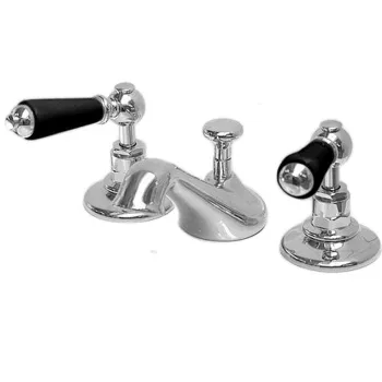 Смеситель для биде Devon&Devon Black Dandy на 3 отв. с донным клапаном c ручками черными хром MARF45CRBD