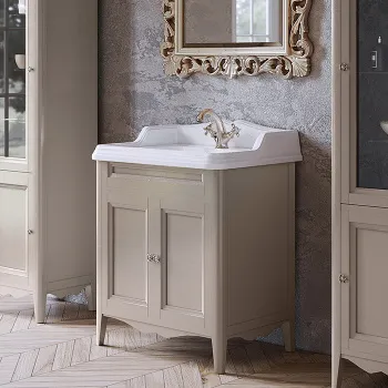 Тумба с раковиной Tw Veronica Simas AR834bix1 73x54см с 1отв. под смеситель, 2 расп. дверки, доводч. Blum, ручки Riflesso бронза, tortora VER2073-T+AR834bi*1 комплект