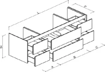 Тумба под раковину Brenta Fly 150 см подвесной дерево 6 ящиков (FL240.150.80.49.W)