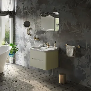 Тумба подвесная под раковину Kerasan Waldorf 80, с 2 ящиками, bi vaniglia matt 925630