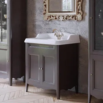 Тумба с раковиной Tw Veronica Simas AR834bix1 73x54см с 1отв. под смеситель, 2 расп. дверки, доводч. Blum, ручки Riflesso бронза, grigio VER2073-G+AR834bi*1 комплект