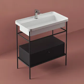 Металлическая консоль Artceram Fuori Scala 77х42.5х83, напольная, с ящиком, черный матовый/белый матовый ACM040 17