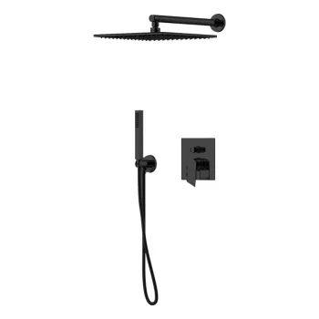 Душевой комплект с встраиваемым смесителем Gattoni Soffio верхн душ 250х250, настен держ с подводом воды, ручн душ, шланг 1500, черный мат 8190/PDNO