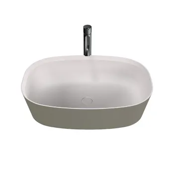 Раковина накладная овальная Agape Neb 64x42x17, без отв., белый/темно-серый ACER0701ZG *0