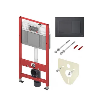 Инсталляция TECEBase, шпильки к стене, звукоизоляция 9200010 и клавиша 9240407 черный матовый