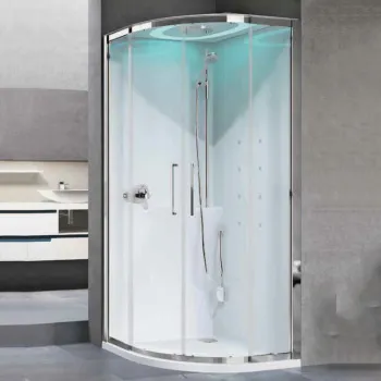Душевая кабина Novellini Eon R 900х900х2365, турец баня, смесит термостатич, гидром, верхн душ, подсв, стенки белые глянц, фурн хром, стекло прозр, EONR99T1N-1AK