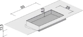 Раковина Brenta D-Line 55х29 см из композита Solid Surface встраиваемая снизу с щелевым сливом DLN0200