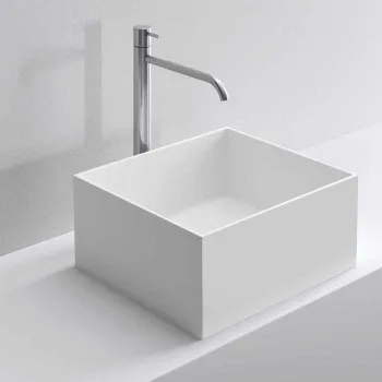 Раковина Milldue STEP 45_19 накладная из CRISTALPLANT ,45х38х19, без отв для смесителя, белый матовый 8936*0 Bianco Opaco