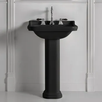 Раковина керамическая Kerasan Waldorf 60х55, c 1 отверстием под смеситель, черный, заглушка хром 4140K4 nero/cr *1