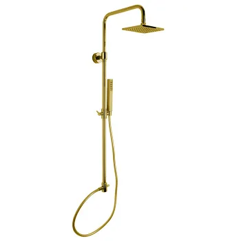 Душевая стойка Fima Carlo Frattini Colonne Doccia верхний душ 30х30, с ручным душем, золото F2200LOR