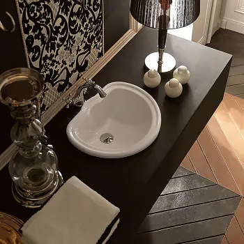 Раковина встраиваемая Kerasan Retro 50х41, с переливом, белый 103101bi*0