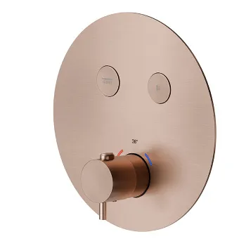 Смеситель для душа термостат Newform X-steel 316 на 2 источника, переключение - кнопки, для 27751, PVD Brushed copper bronze 70426EX.59.067
