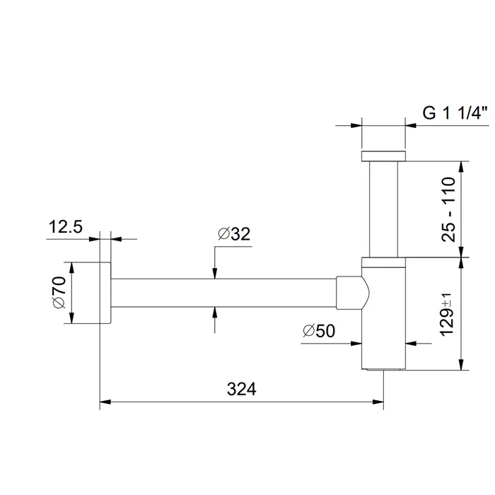Сифон бутылочный Fantini Af/21 1'' 1/4 для раковины, черный матовый 91 13 9234