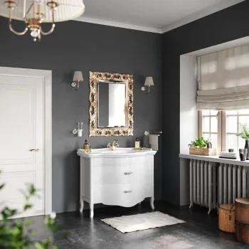 Тумба с раковиной Tw Armony c 1отв-м Azzurra GIU200110/ALZA bix1, 112x62, 2 ящика, доводчик Blum, bianco, ручки серебро античное ARM2110-B+GIU200110/ALZA bi*1 комплект