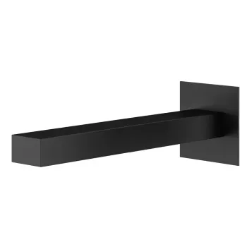 Излив для раковины, настенный, длина Plumberia Selection Tag 220, 35X22, подкл. 1/2' с латунной накладкой 70X70, черн.матов., SPQ0258NO