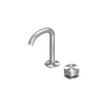 Смеситель для раковины QuadroDesign Super на 2 отв. из столешницы Brushed Stainless Steel 2231TAS