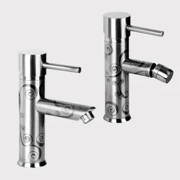 Смеситель для биде Daniel Suvi Decora с донным клапаном никель/декор spiral серый S20604YC 86