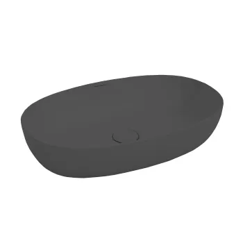 Раковина PLAZA накладная Kerama Marazzi 60x38x13 5, без отв. под смеситель, без перелива, черная матовая PLR.wb.60\BLK.M