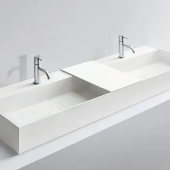 Раковина Milldue MAN 144 накладная из CRISTALPLANT ,144,5х47,2, с 2 отв для смесителя, белый матовый 2468*2 Bianco Opaco