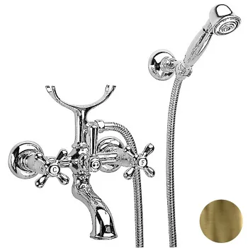 Смеситель для ванны с Nicolazzi Nuova Brenta с 2мя ручками, настенный, с душевой лейкой, бронза 2502BZ01