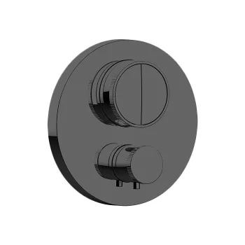 Внешняя часть встраиваемого термостатического смесителя с кнопочным управлением Almar для 2-х потребителей, черный металл брашированный pvd E176632.AB