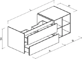 Тумба под раковину Brenta Fly 150 см подвесной дерево 3 ящика с полкой (FL620.150.100.49.W)