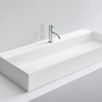 Раковина Milldue MAN 108 накладная из CRISTALPLANT ,108,4х47,2, с 2 отв для смесителя, белый матовый 2465*2 Bianco Opaco