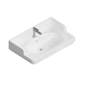 Раковина POMPEI подвесная/мебельная Kerama Marazzi 80x50x26 5, с 1 отв. под смеситель, с переливом, белый глянцевый PO.wb.80