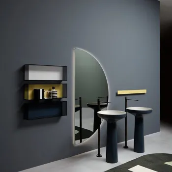 Зеркало Antonio Lupi Spicchio 120х60х0,5, полукруг, на раме, с блестящей кромкой А0002471587