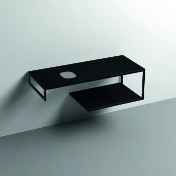 Структура металлическая подвесная Kerasan Louise 120, нерж сталь, с полкой, с отв под раковину, с полотенцедерж, черный матовый 9322k3