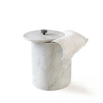 3SC APUANA 2.0 Урна с крышкой d20хh26 см, цвет мрамор White Statuario/Nickel Nero Opaco