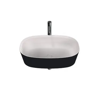 Раковина накладная овальная Agape Neb 64x42x17, без отв., белый/светло-серый ACER0701ZL *0