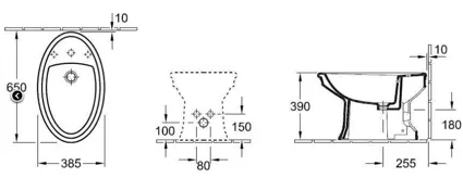 Биде напольное Villeroy Boch Amadea 650 385 H390 1 748500r2 Star White Ceramicplus