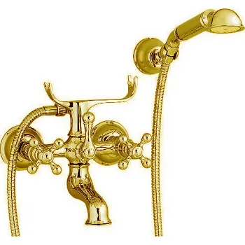 Смеситель для ванны Cisal Arcana настенный, с ручной лейкой,держателем и шлангом, золото AC00012024 Акция